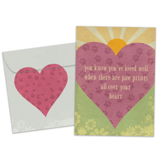 Loved Well Pawprints Pet Sympathy Card
