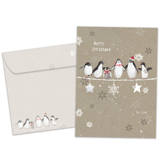 Balancing Penguins Christmas Card