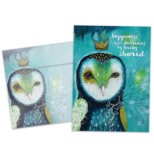 Happiness Owl Crown Birthday Card
