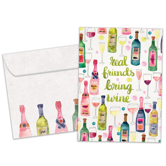 Friends Bring Wine Birthday Card