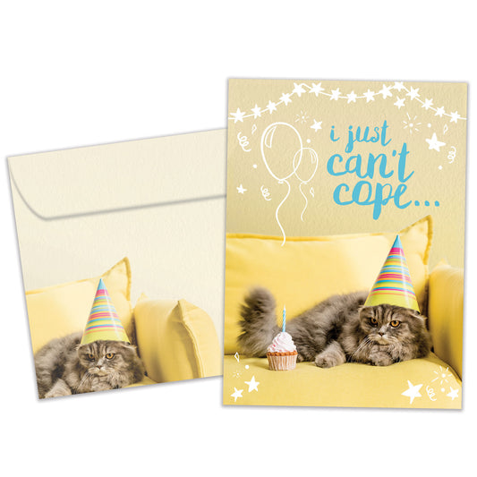 Can't Cope Cat Birthday Card