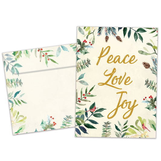 Peace Joy Watercolor Holiday Card