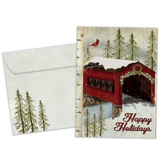 Snowy Covered Bridge Holiday Card