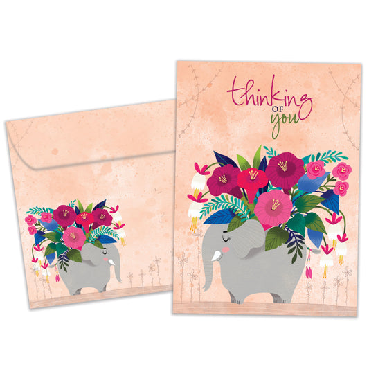 Floral Bouquet Elephant Encouragement Card