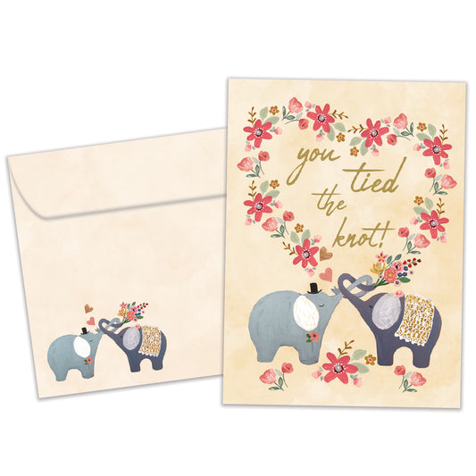 Tied The Knot Elephants Wedding Card