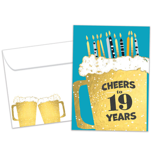 Cheers to 19 Milestone Birthday Card
