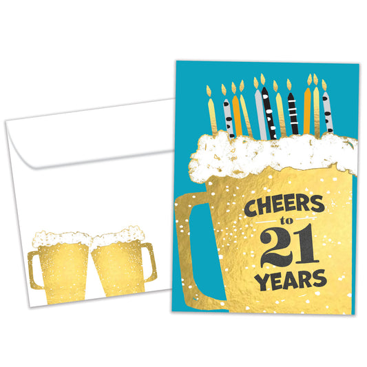 Cheers to 21 Milestone Birthday Card