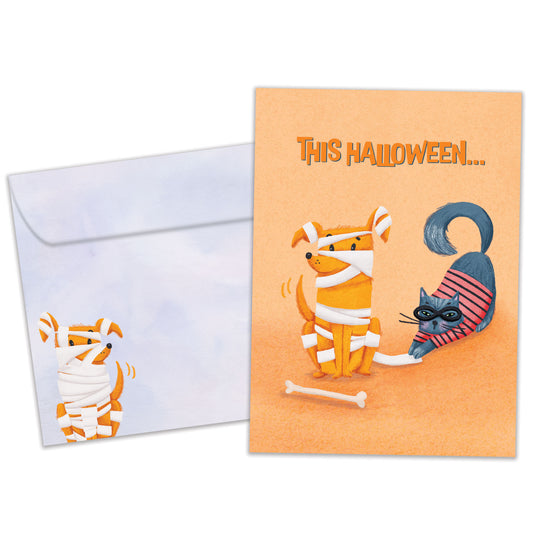Wrapped Pets Halloween Card