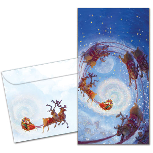 Soaring Santa Christmas Money Holder Card