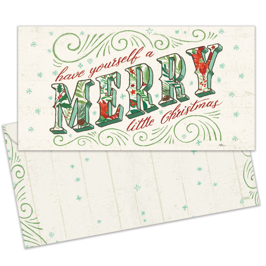 Merry Little Christmas Drawn Christmas Money Holder Card