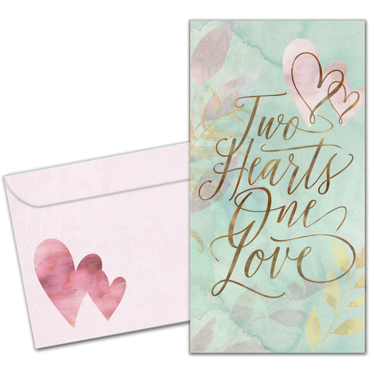 Two Hearts Wedding Money Holder Card