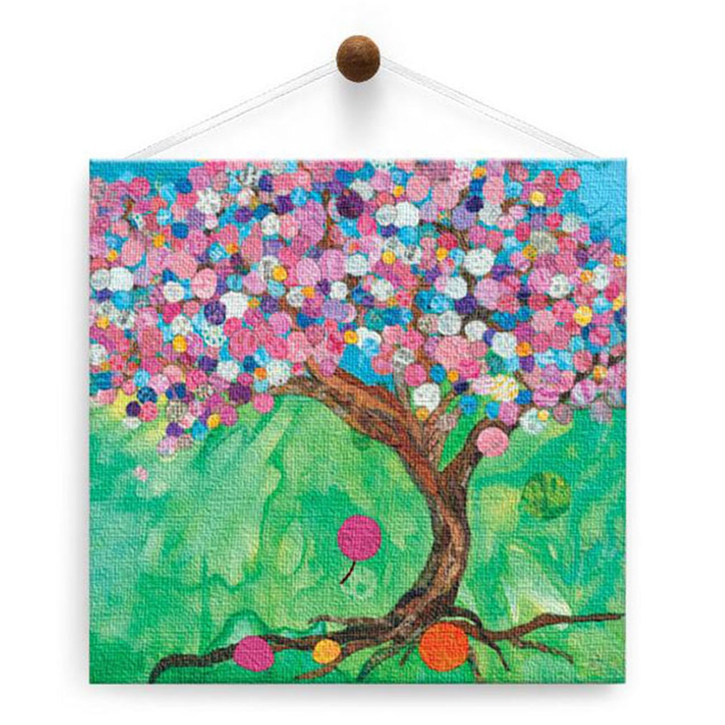 Balloon Tree Thumb-Tack Canvas Card