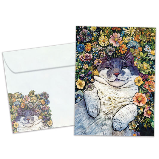 Flower Cat Birthday Card