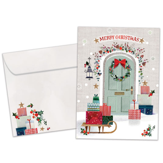 Festive Door Christmas Card