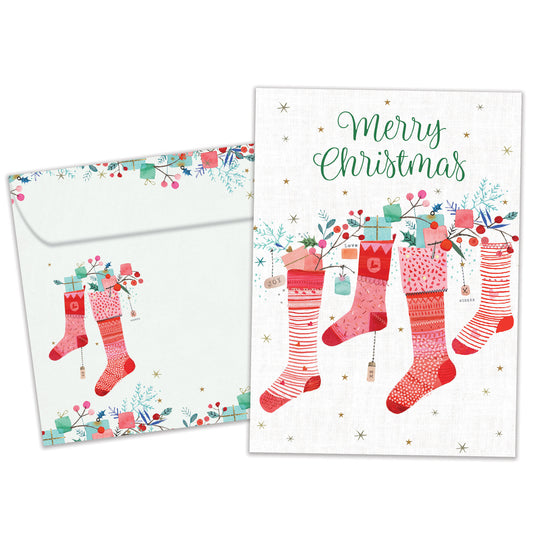 Overflowing Stockings Christmas Card