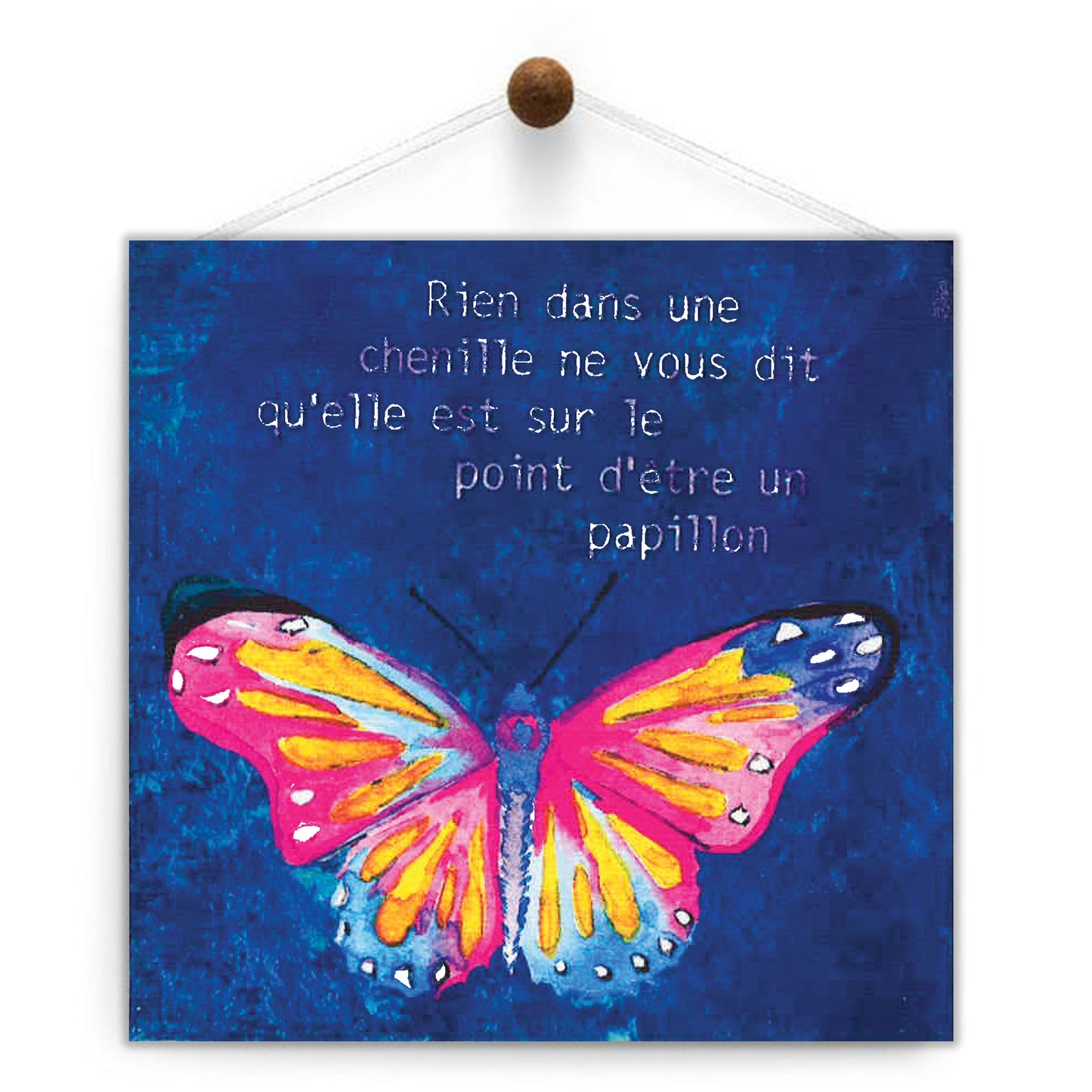 French Caterpillar Butterfly Thumb-Tack Canvas Card