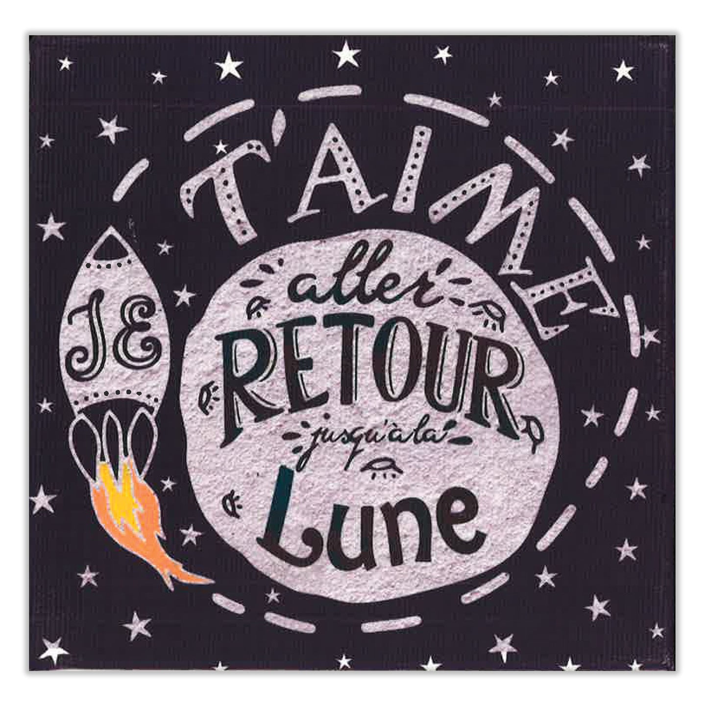 French To The Moon And Back Thumb-Tack Canvas Card