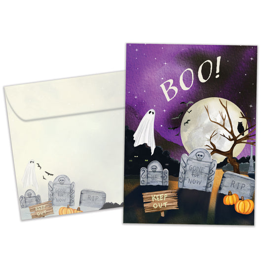 Boo Graveyard Halloween Card