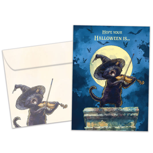 Full Moon Cat Halloween Card