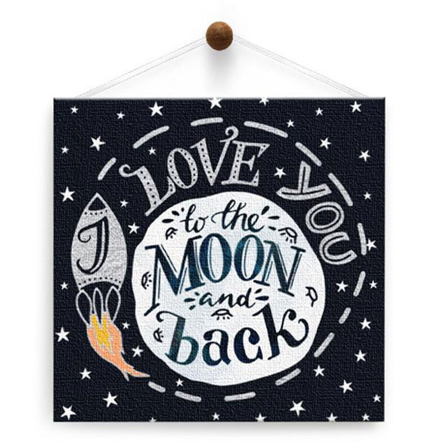 To The Moon And Back Thumb-Tack Canvas Card