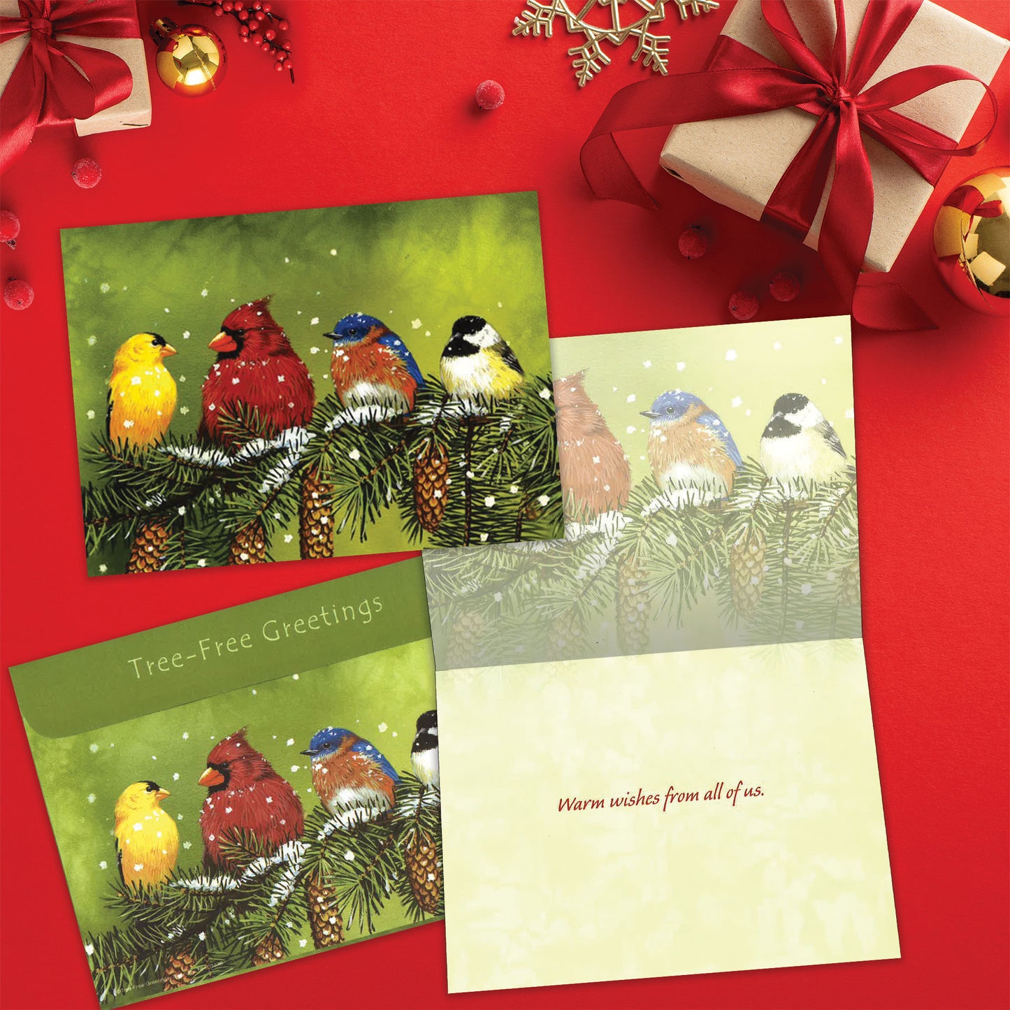 Snowy Feathered Friends Christmas Card