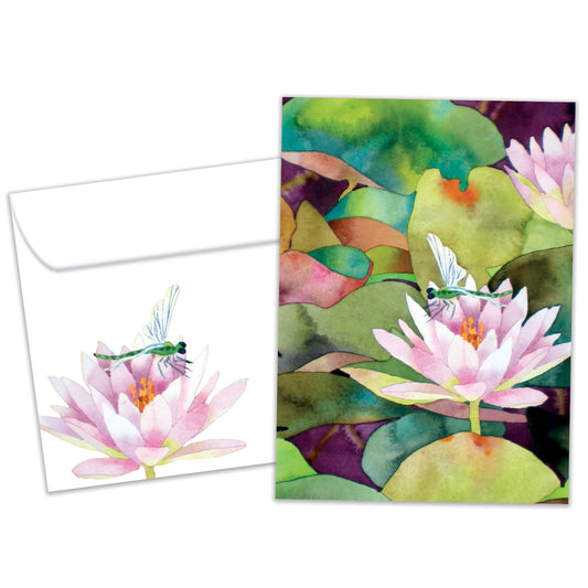 Waterlilies And Dragonfly Sympathy Card