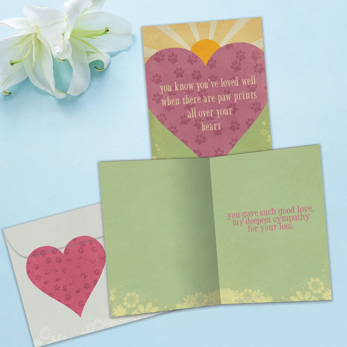 Loved Well Pawprints Pet Sympathy Card