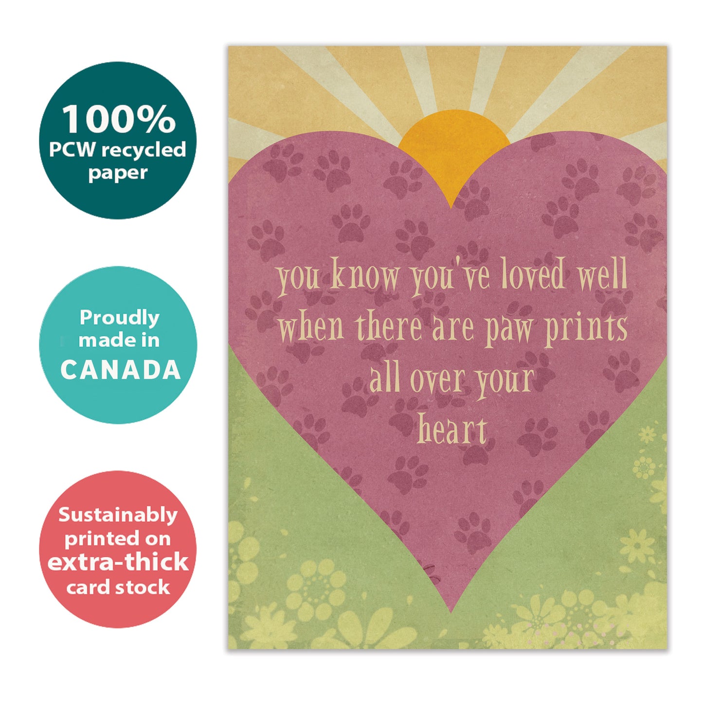 Loved Well Pawprints Pet Sympathy Card
