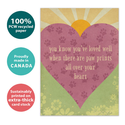 Loved Well Pawprints Pet Sympathy Card