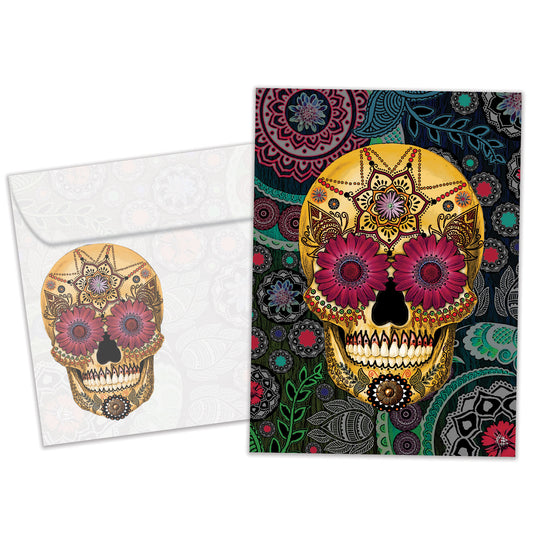 Sugar Skull Paisley Halloween Card