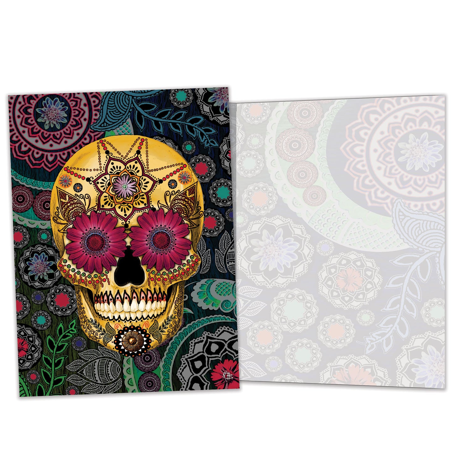 Sugar Skull Paisley Halloween Card