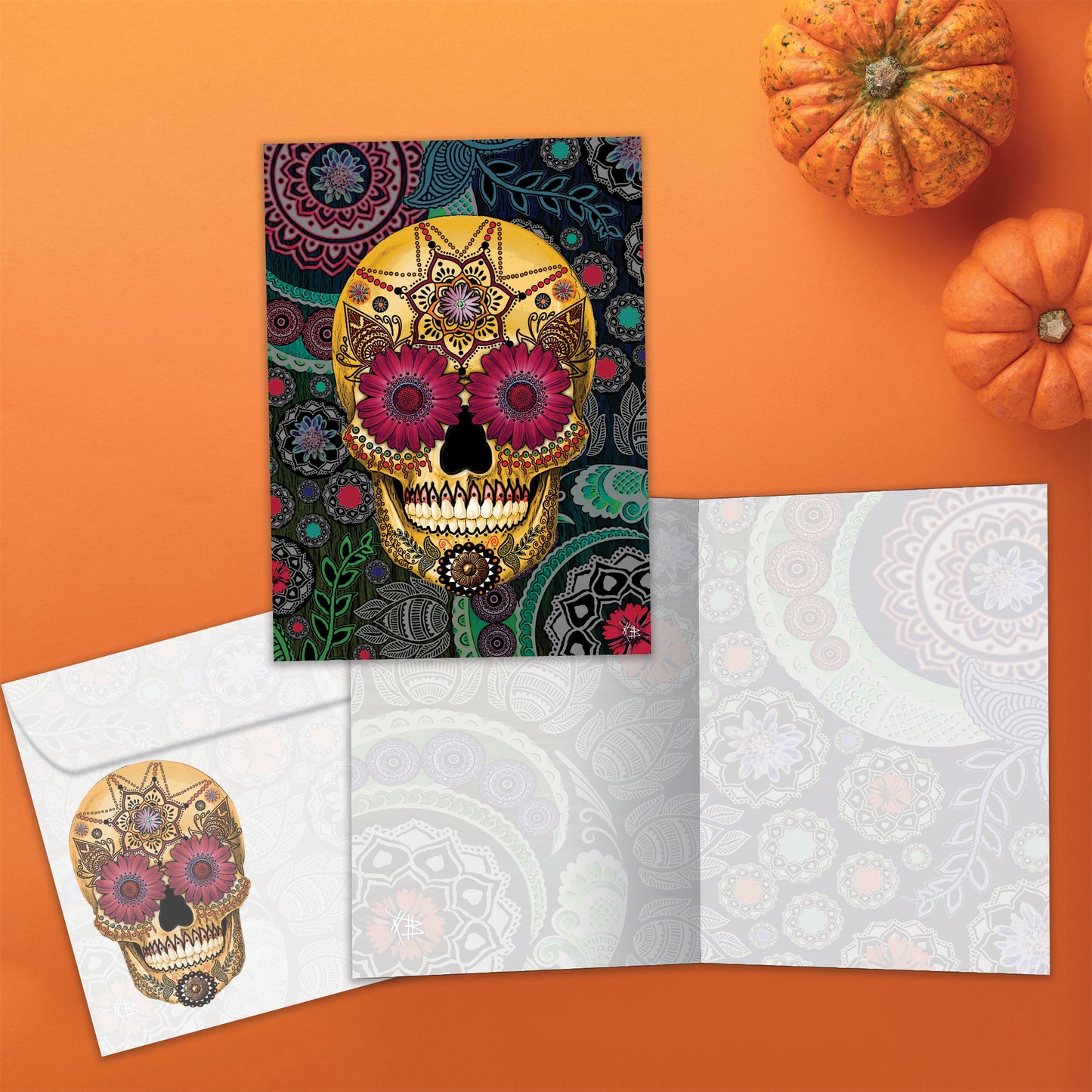 Sugar Skull Paisley Halloween Card