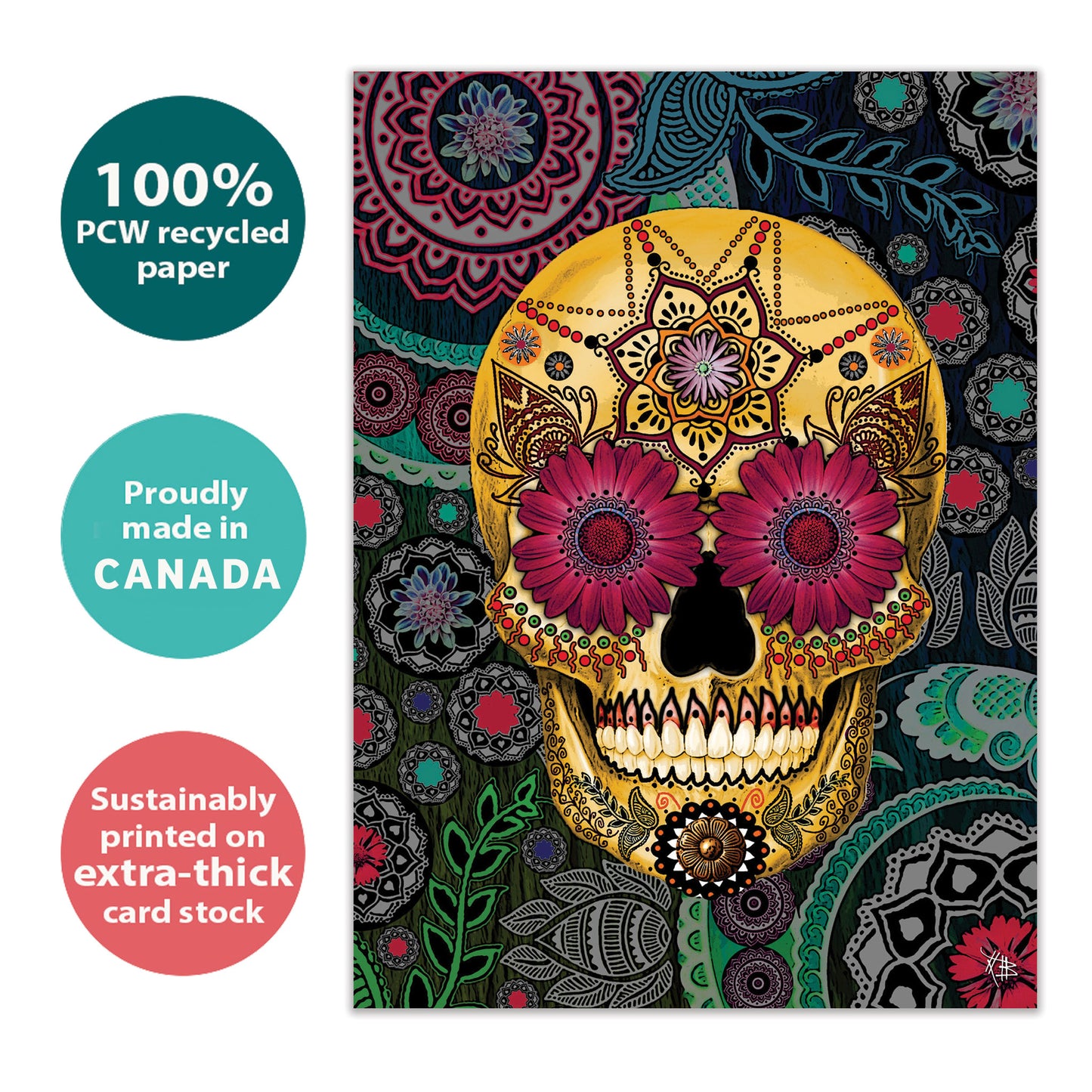 Sugar Skull Paisley Halloween Card