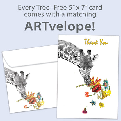 Floral Giraffe Thanks Thank You Card