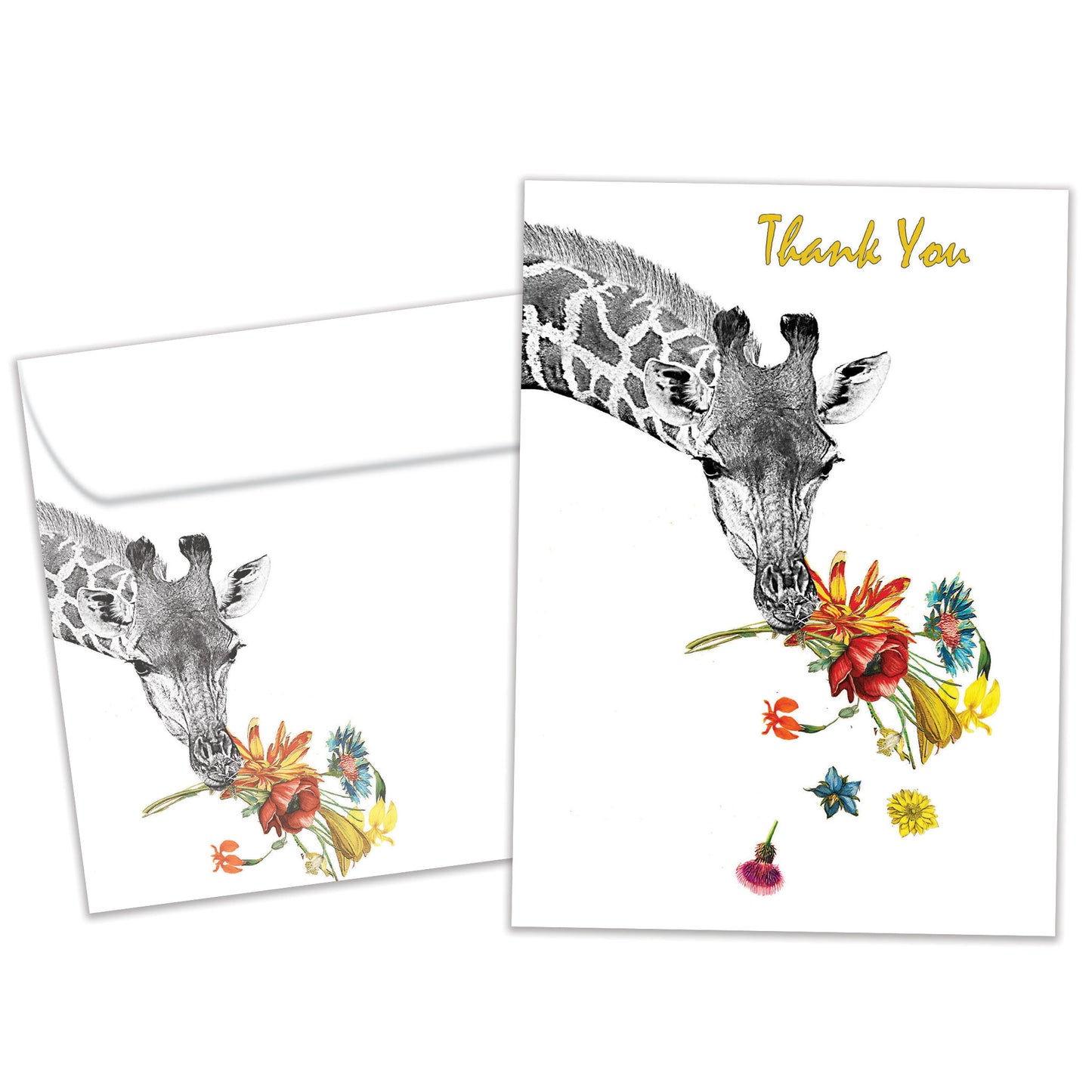 Floral Giraffe Thanks Thank You Card