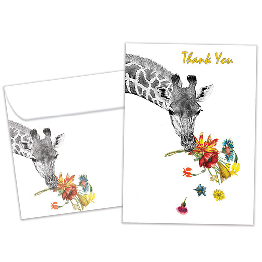 Floral Giraffe Thanks Thank You Card