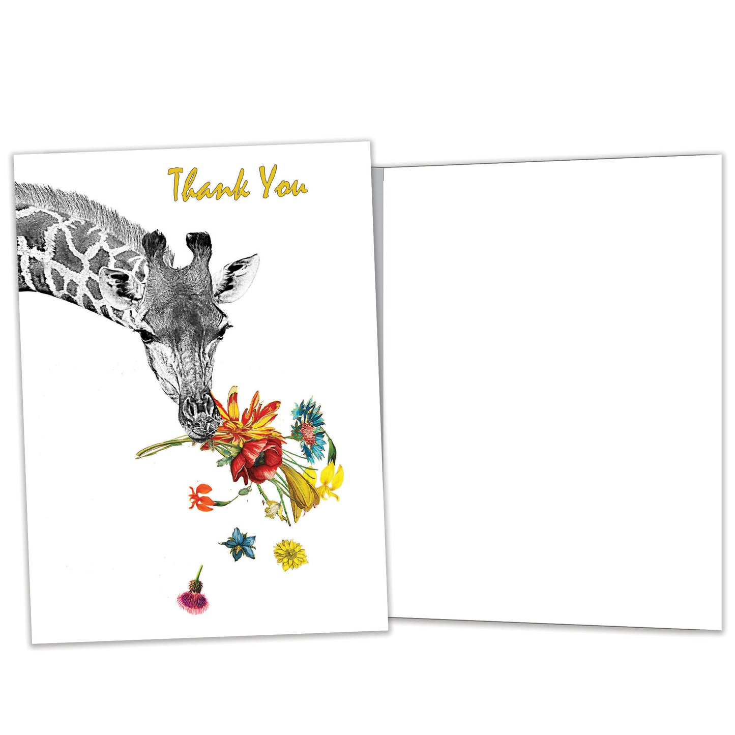 Floral Giraffe Thanks Thank You Card