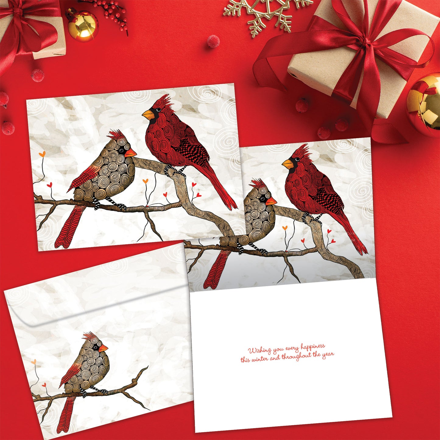 Cardinals Flitting Holiday Card