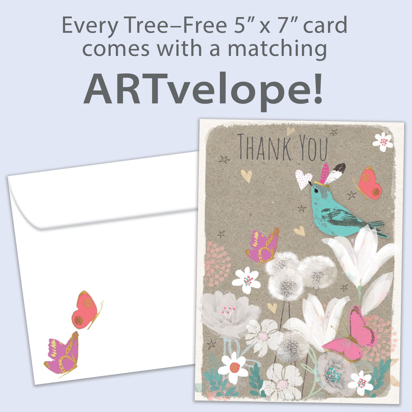 Floral Bird Thanks Thank You Card
