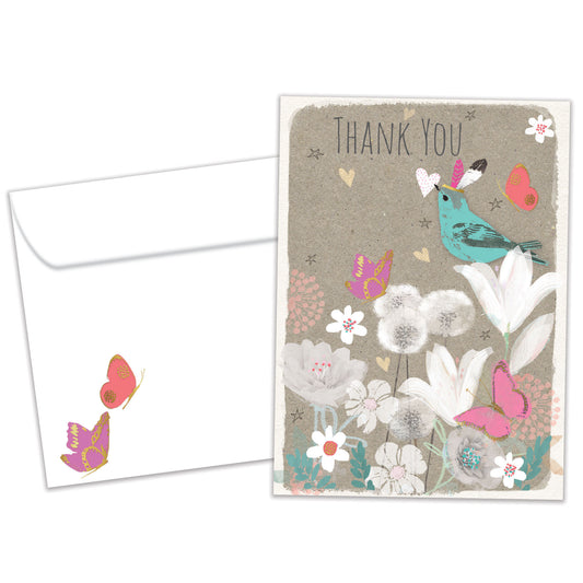 Floral Bird Thanks Thank You Card
