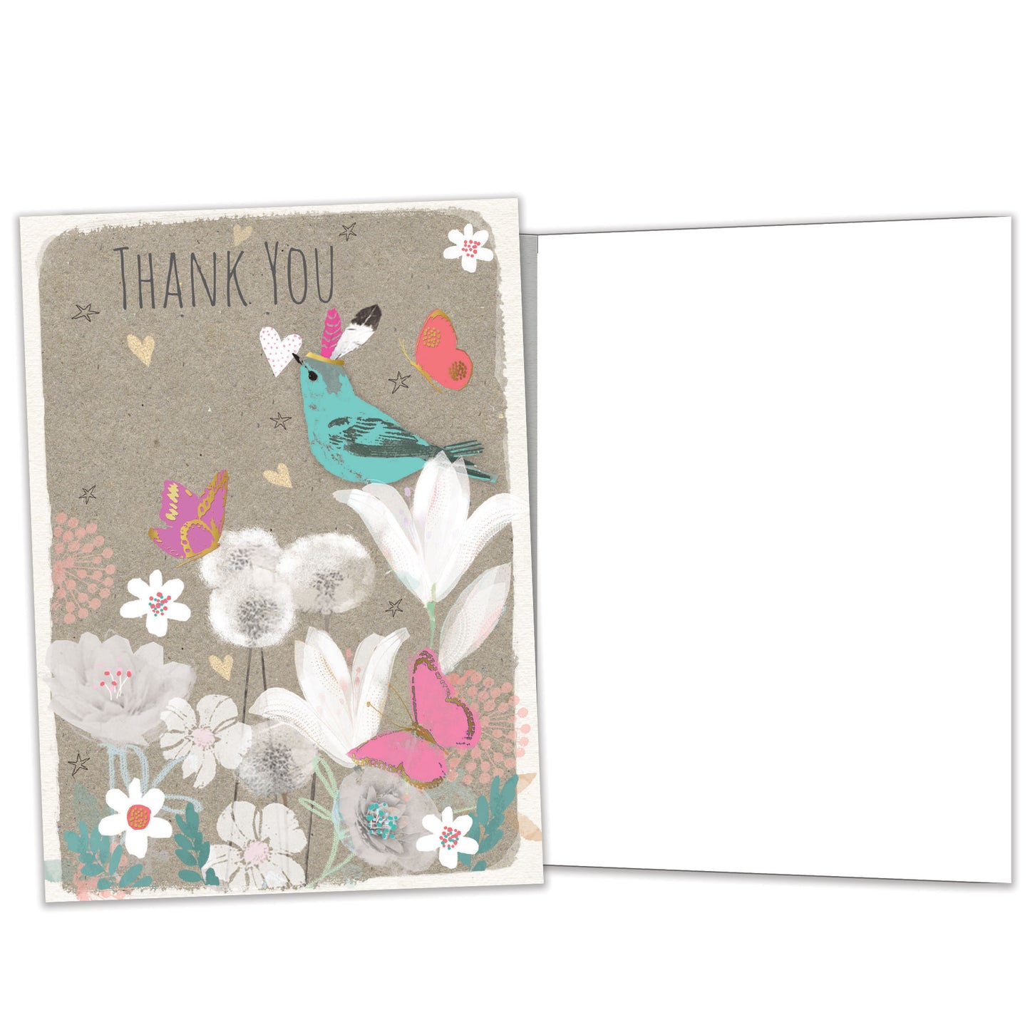 Floral Bird Thanks Thank You Card