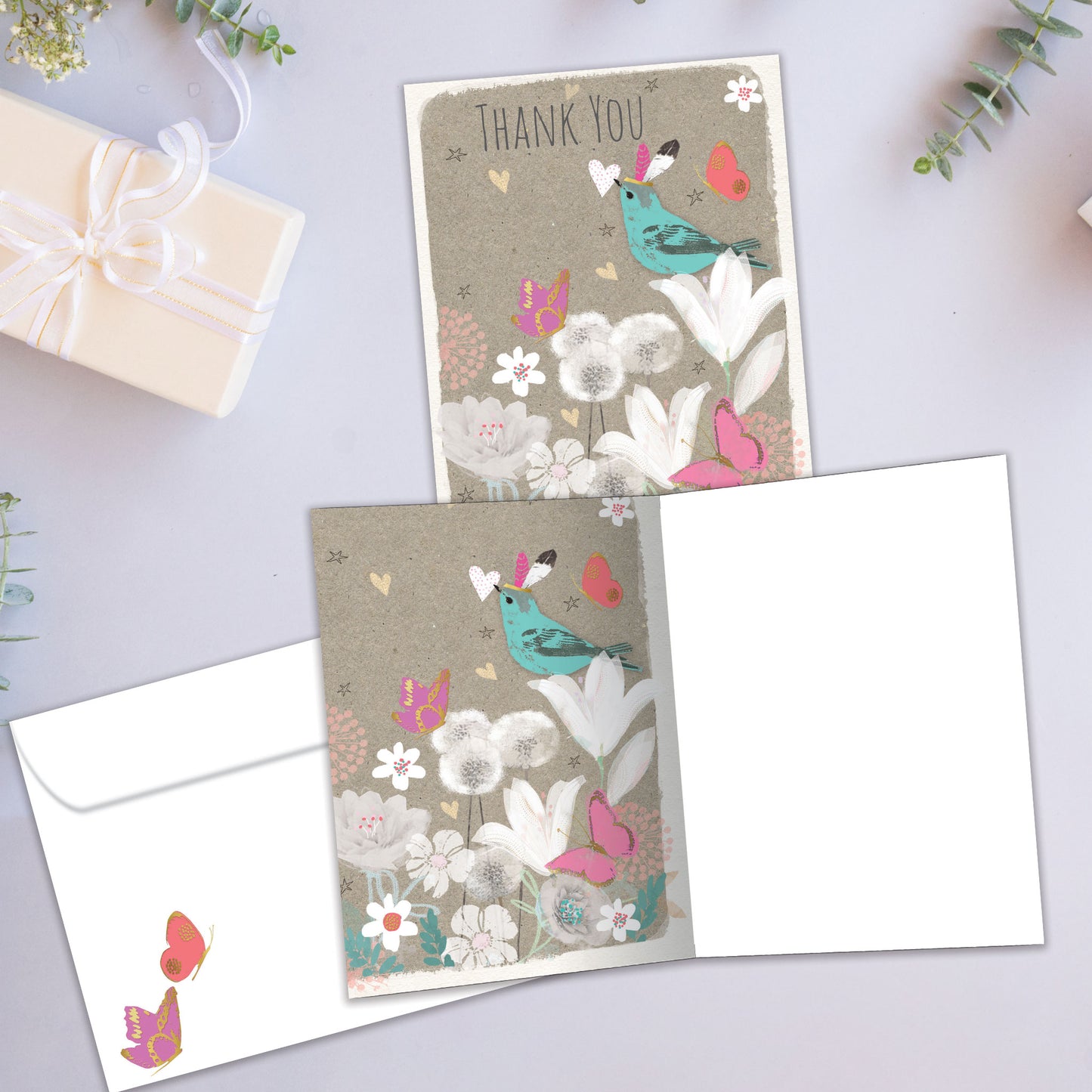 Floral Bird Thanks Thank You Card