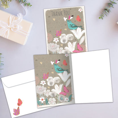 Floral Bird Thanks Thank You Card