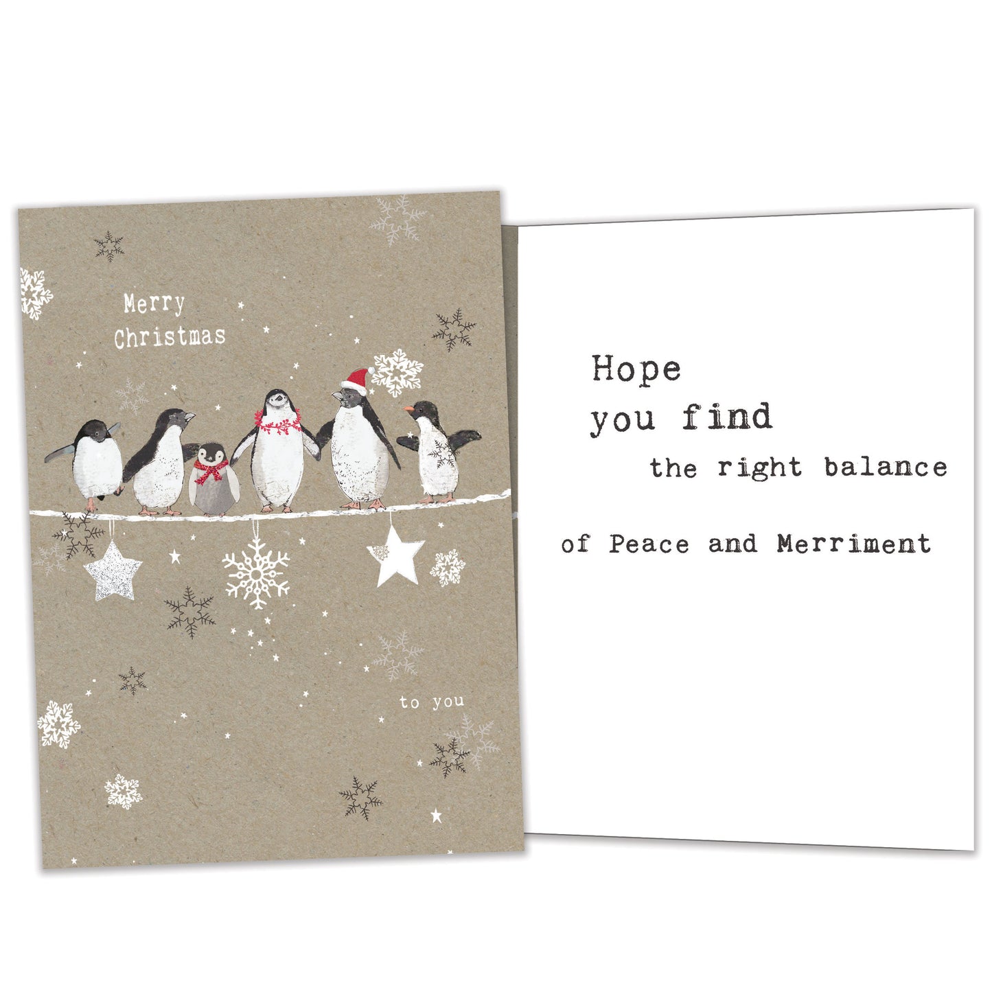 Balancing Penguins Christmas Card