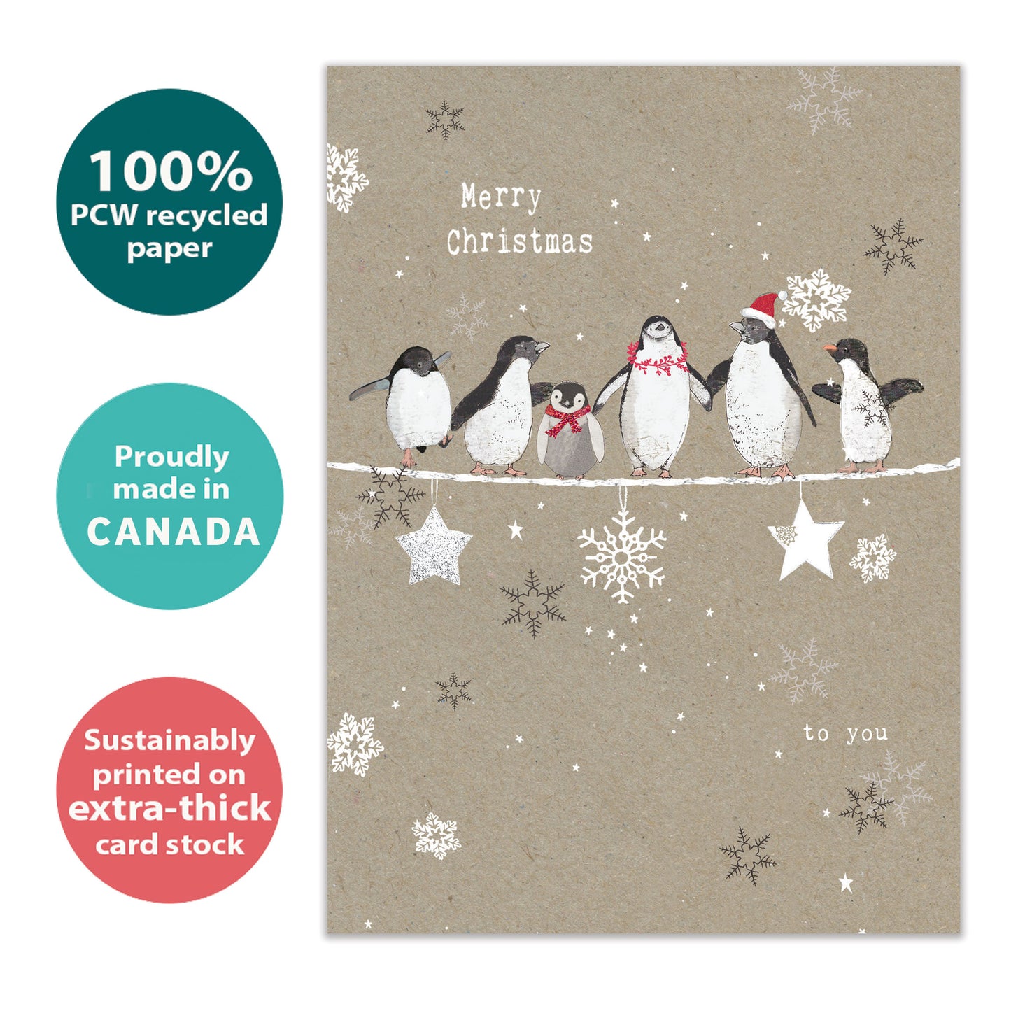 Balancing Penguins Christmas Card