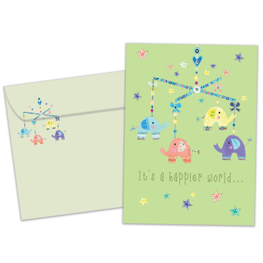 Elephant Mobile New Baby Card
