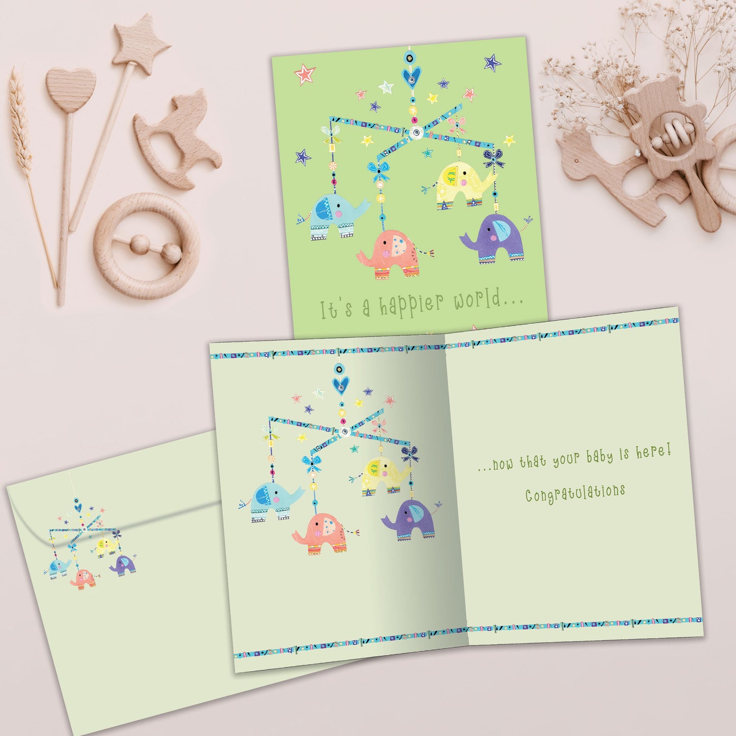 Elephant Mobile New Baby Card