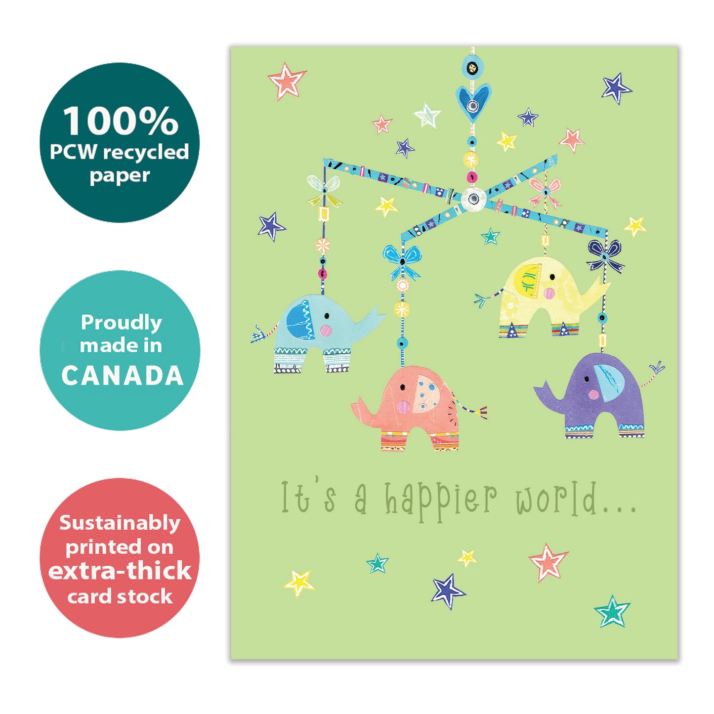 Elephant Mobile New Baby Card
