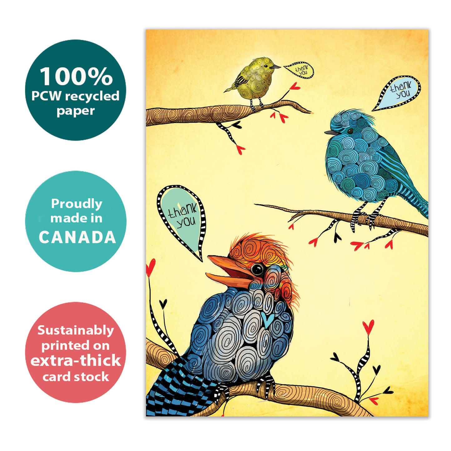 Thankful Birds Thank You Card