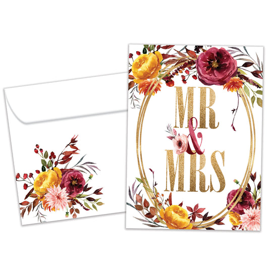 Gold Mr. And Mrs. Wedding Card